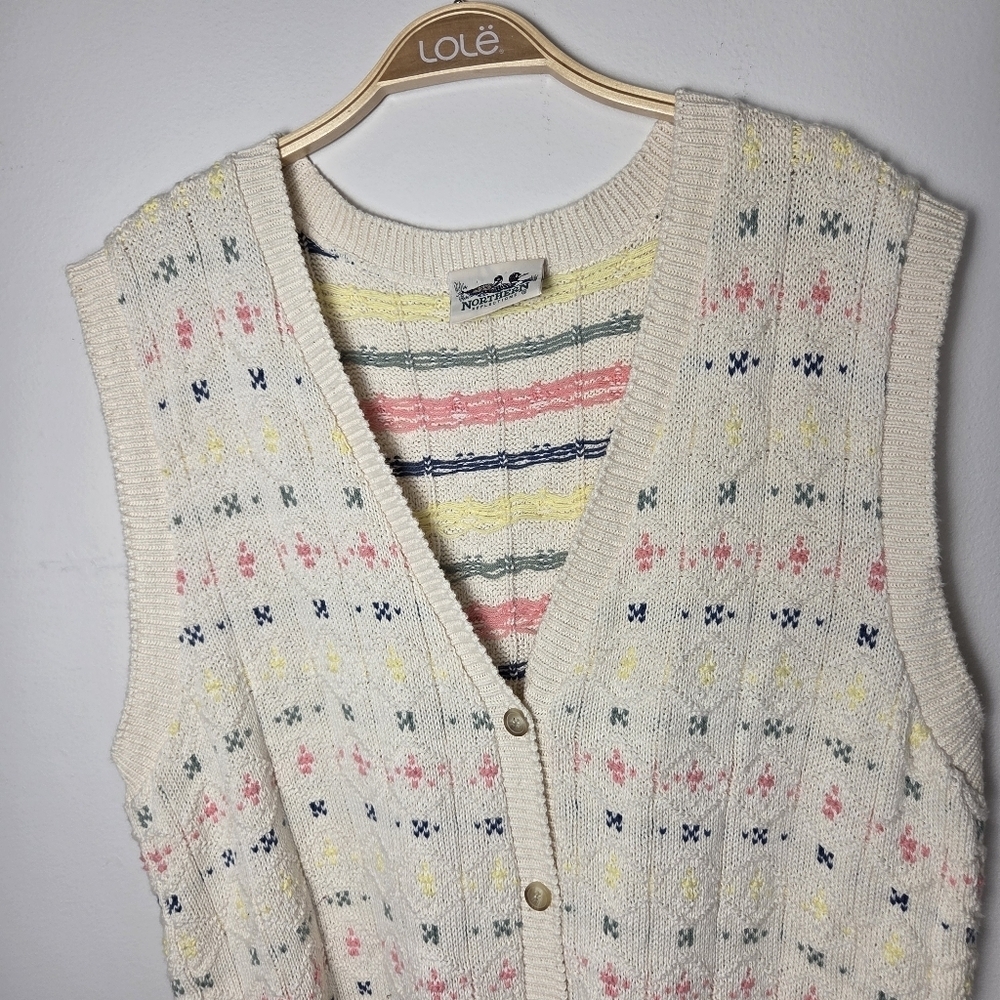 Vintage Northern Reflections Cotton Knit Button Front Vest - Picture 13 of 14
